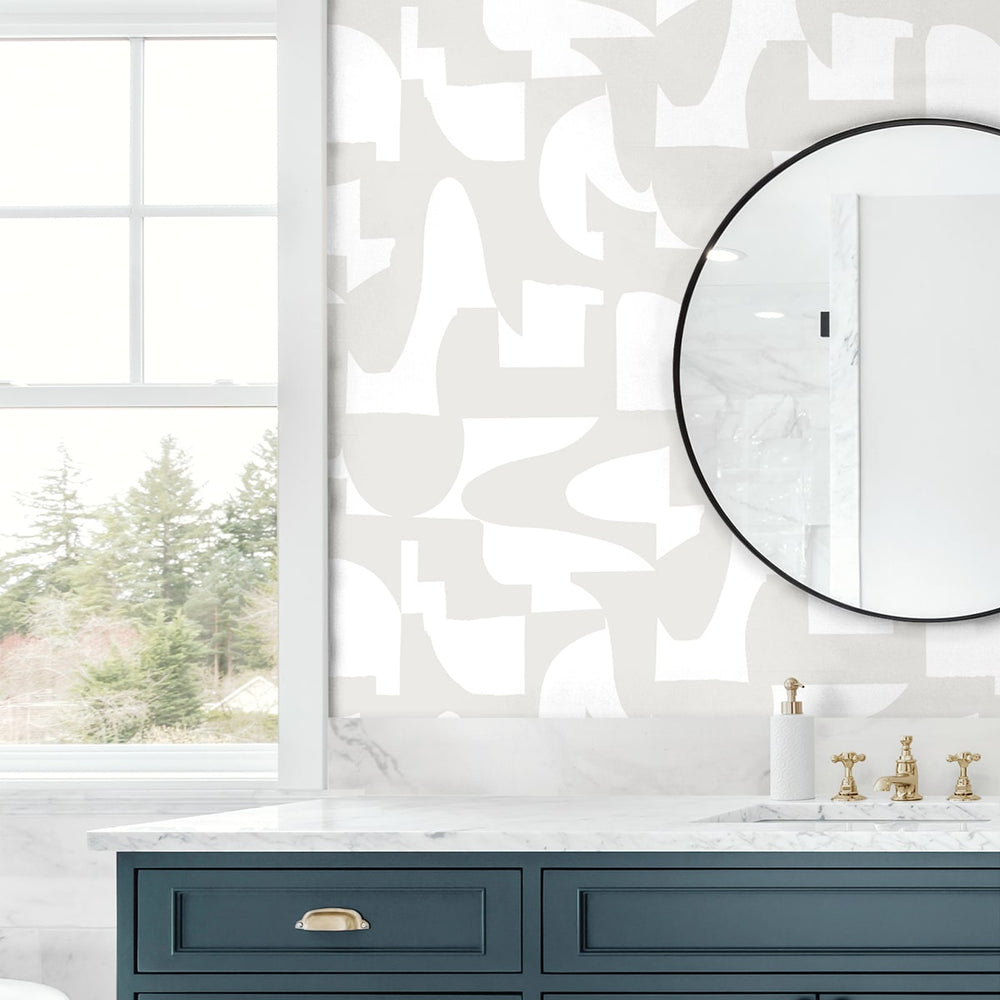 
                  
                    NW56507 abstract geometric peel and stick wallpaper bathroom from NextWall
                  
                