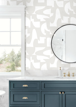 NW56507 abstract geometric peel and stick wallpaper bathroom from NextWall