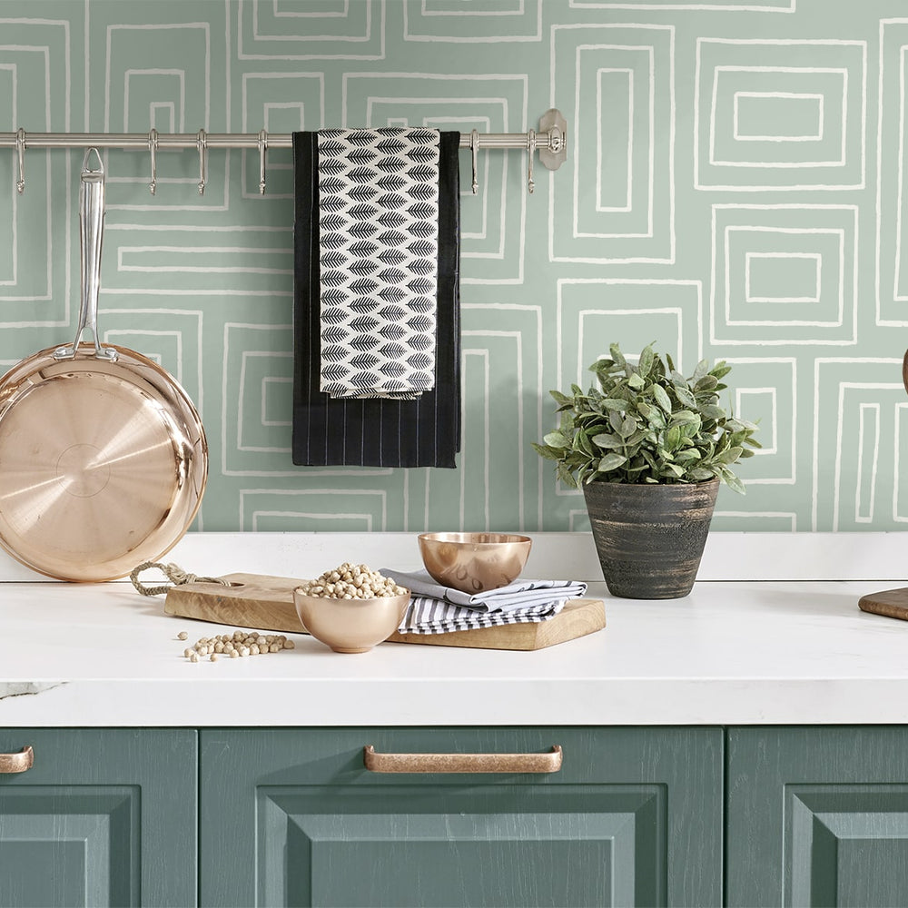 
                  
                    NW56604 geometric peel and stick wallpaper kitchen from NextWall
                  
                