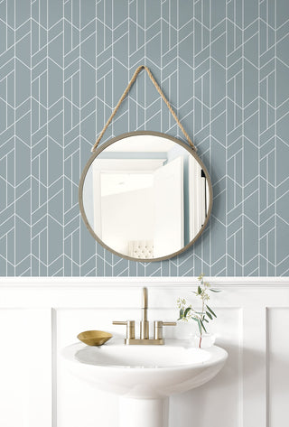 NW56802 geometric peel and stick wallpaper bathroom from NextWall