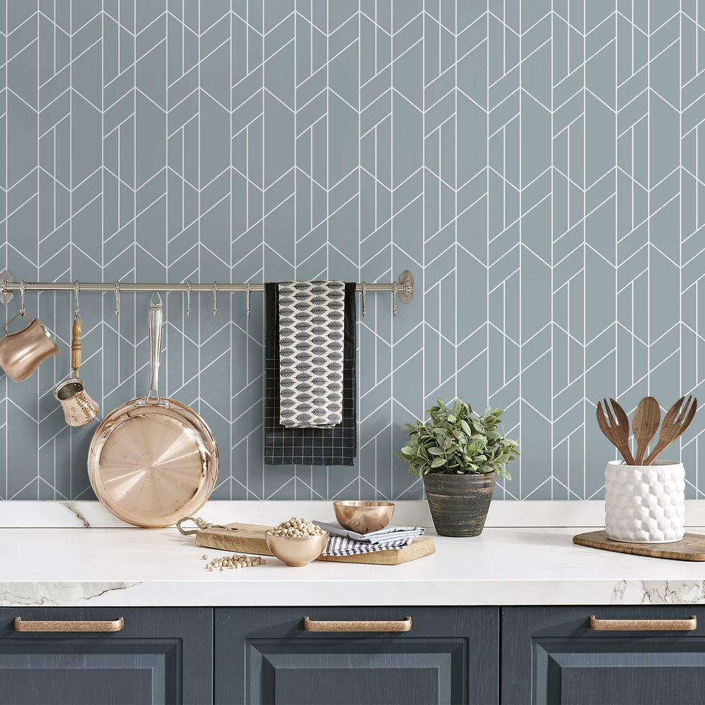 NW56802 geometric peel and stick wallpaper kitchen from NextWall