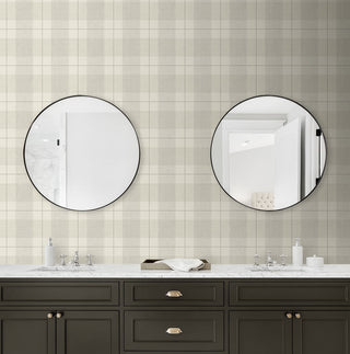 NW56906 plaid peel and stick wallpaper bathroom from NextWall