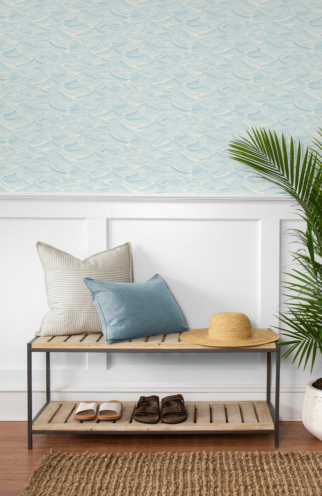 Bayside Waves Coastal Peel and Stick Removable Wallpaper