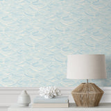 Bayside Waves Coastal Peel and Stick Removable Wallpaper