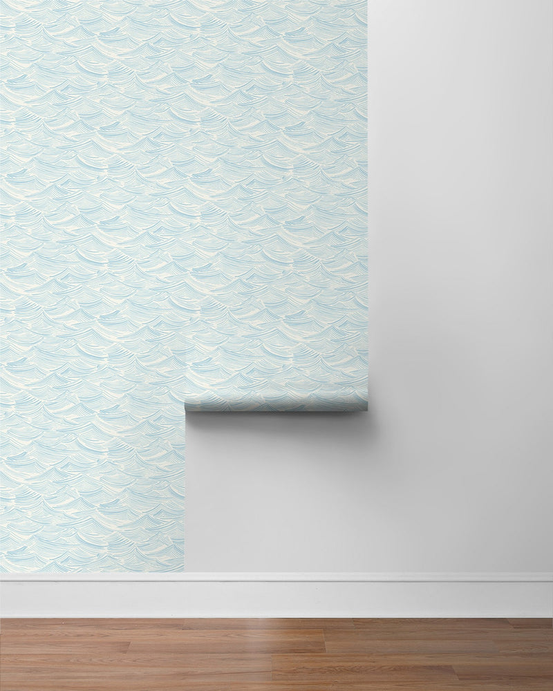 Bayside Waves Coastal Peel and Stick Removable Wallpaper