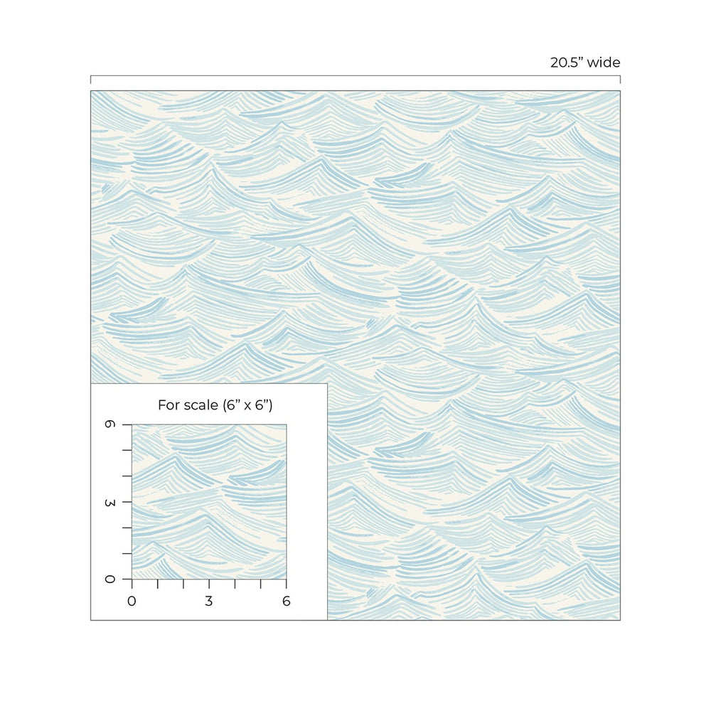 Bayside Waves Coastal Peel and Stick Removable Wallpaper