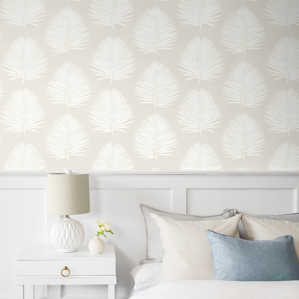 
                  
                    NW57100 palm leaf coastal peel and stick wallpaper bedroom from NextWall
                  
                