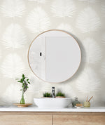 NW57100 palm leaf coastal peel and stick wallpaper bathroom from NextWall