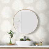 NW57100 palm leaf coastal peel and stick wallpaper bathroom from NextWall
