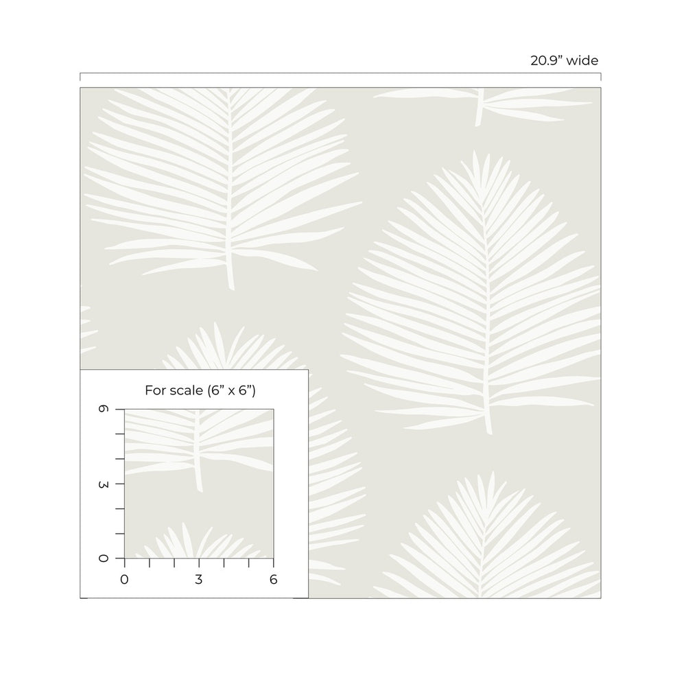 NW57100 palm leaf coastal peel and stick wallpaper scale from NextWall