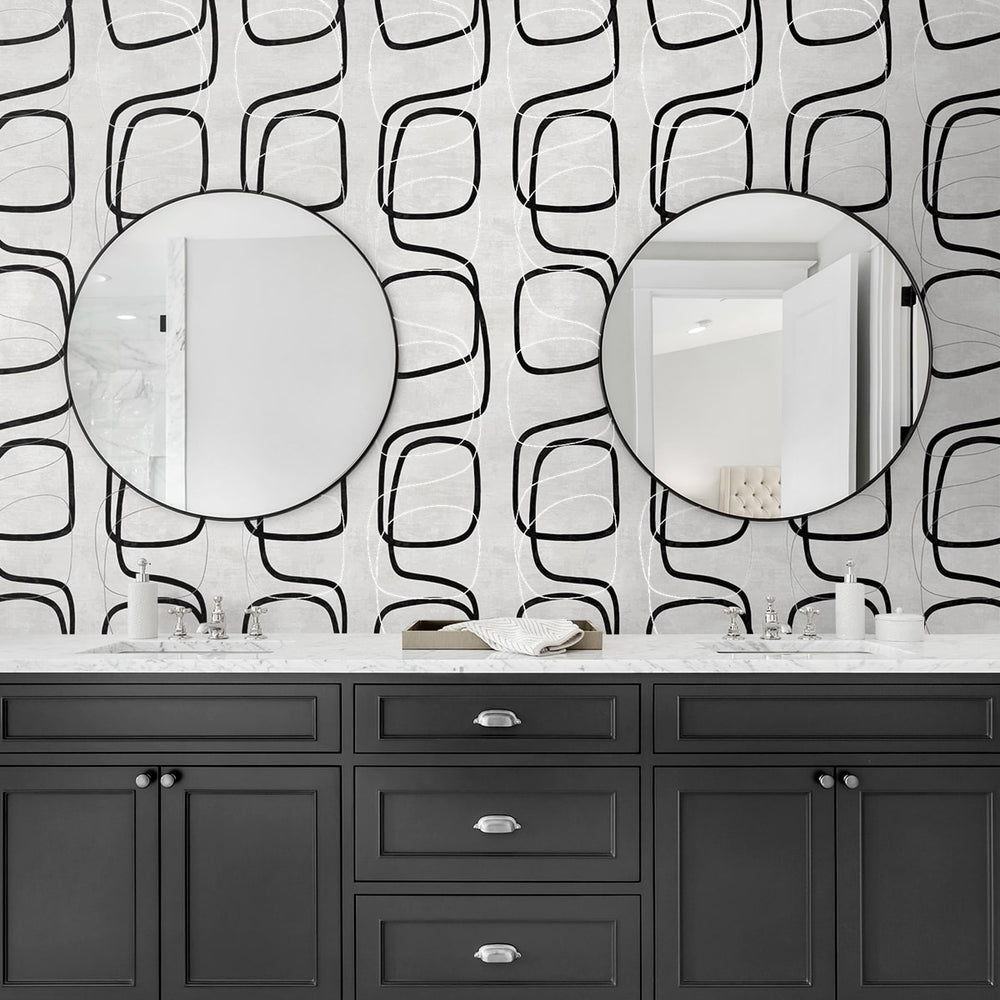 
                  
                    NW57600 geometric peel and stick wallpaper bathroom from NextWall
                  
                