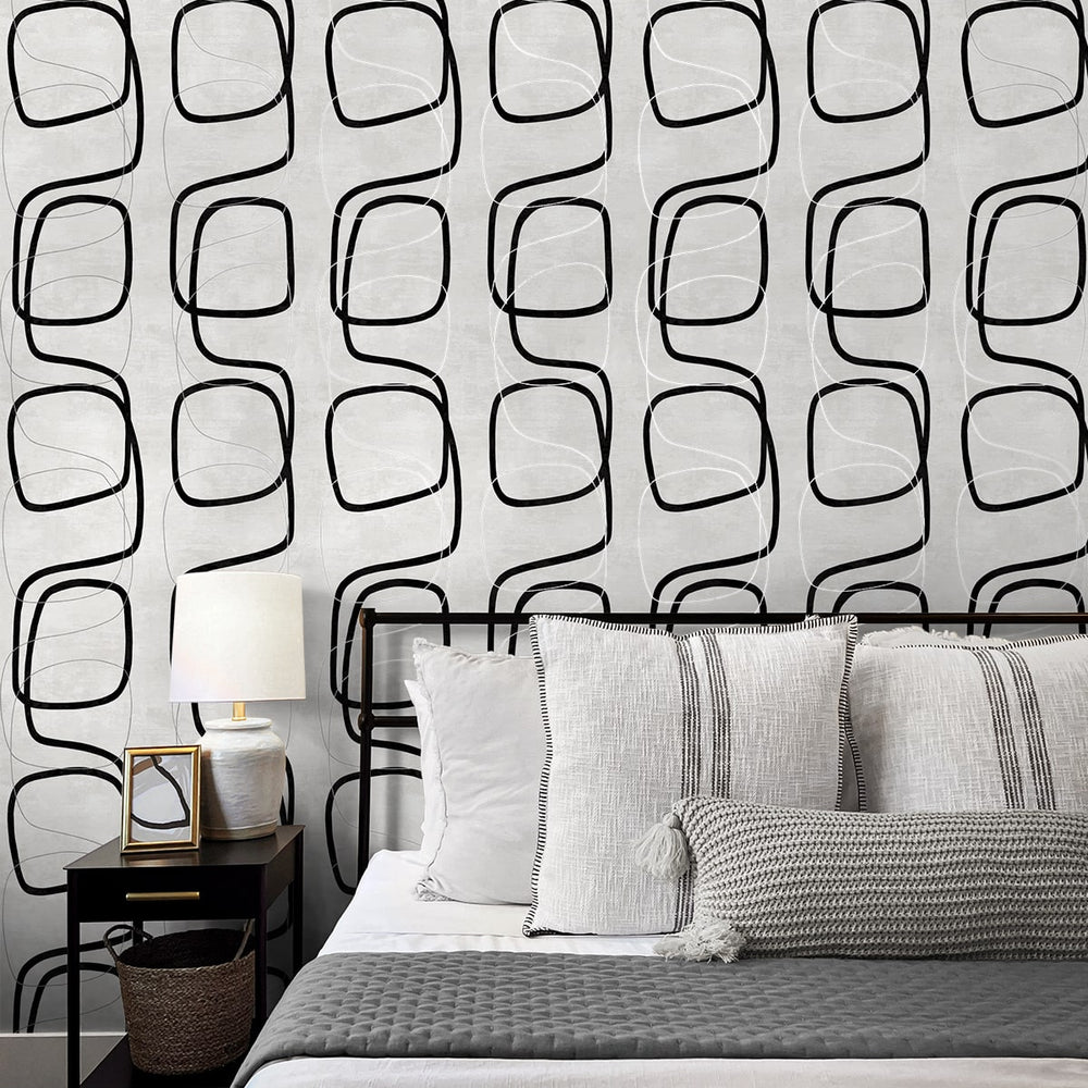 NW57600 geometric peel and stick wallpaper bedroom from NextWall