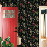 NW57900 Forest Flourish botanical peel and stick wallpaper entryway from NextWall