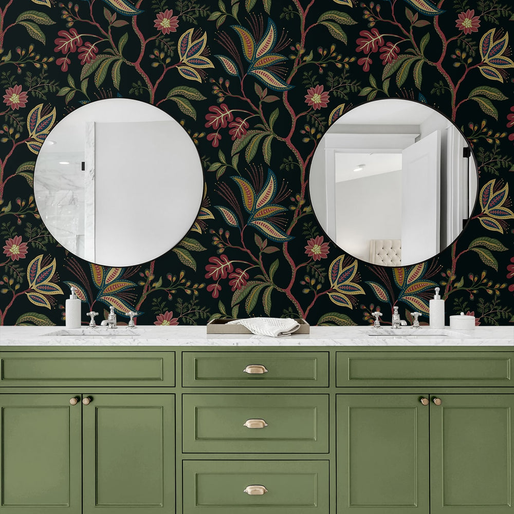 
                  
                    NW57900 Forest Flourish botanical peel and stick wallpaper bathroom from NextWall
                  
                
