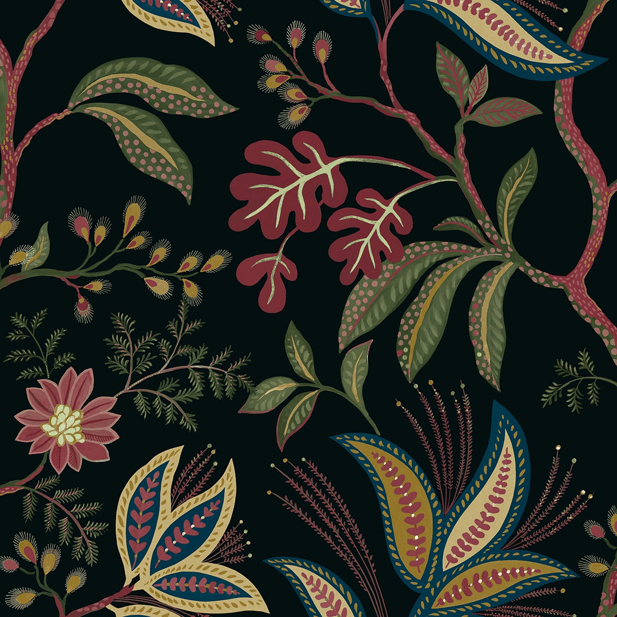 NW57900 Forest Flourish botanical peel and stick wallpaper from NextWall