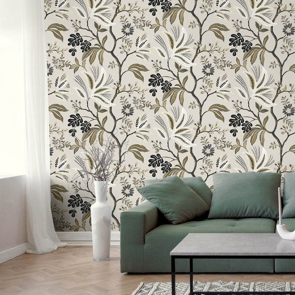 
                  
                    NW57908 Forest Flourish botanical peel and stick wallpaper living room from NextWall
                  
                