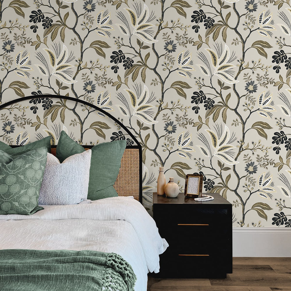 
                  
                    NW57908 Forest Flourish botanical peel and stick wallpaper bedroom from NextWall
                  
                