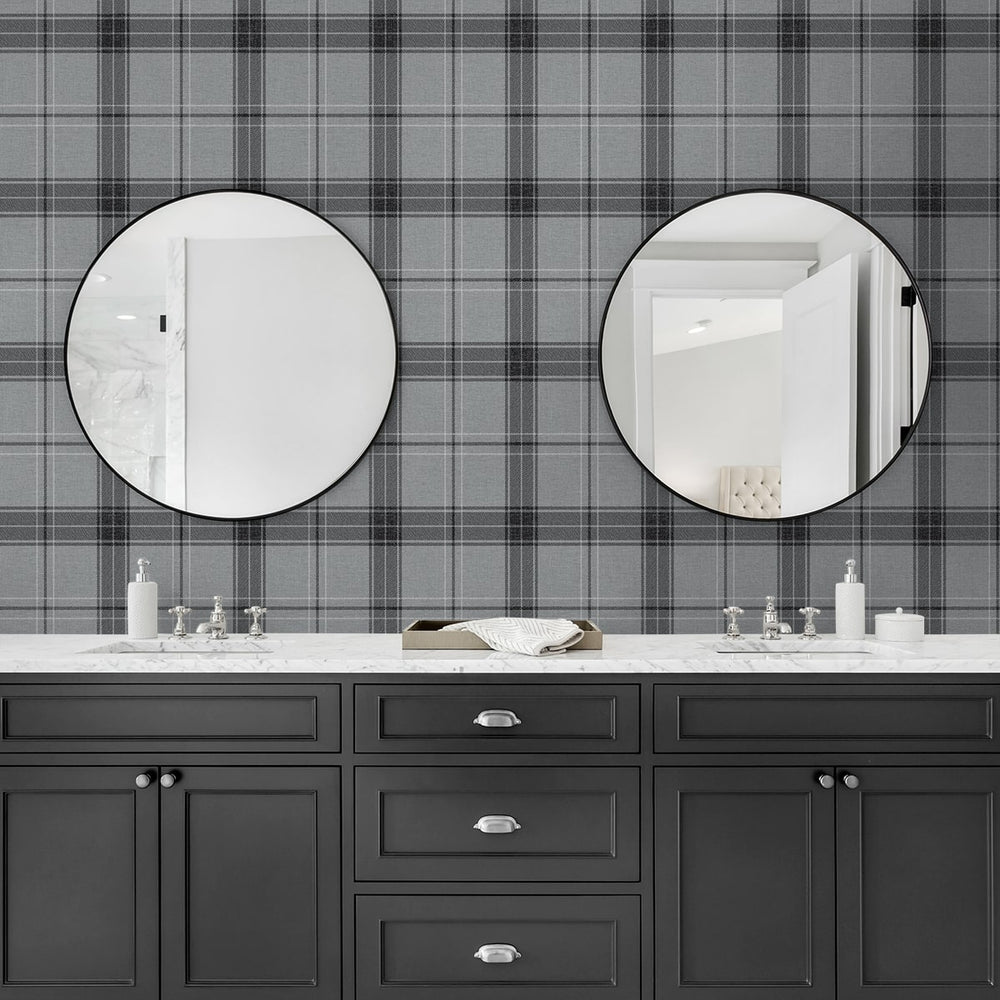 
                  
                    NW58010 plaid peel and stick wallpaper bathroom from NextWall
                  
                