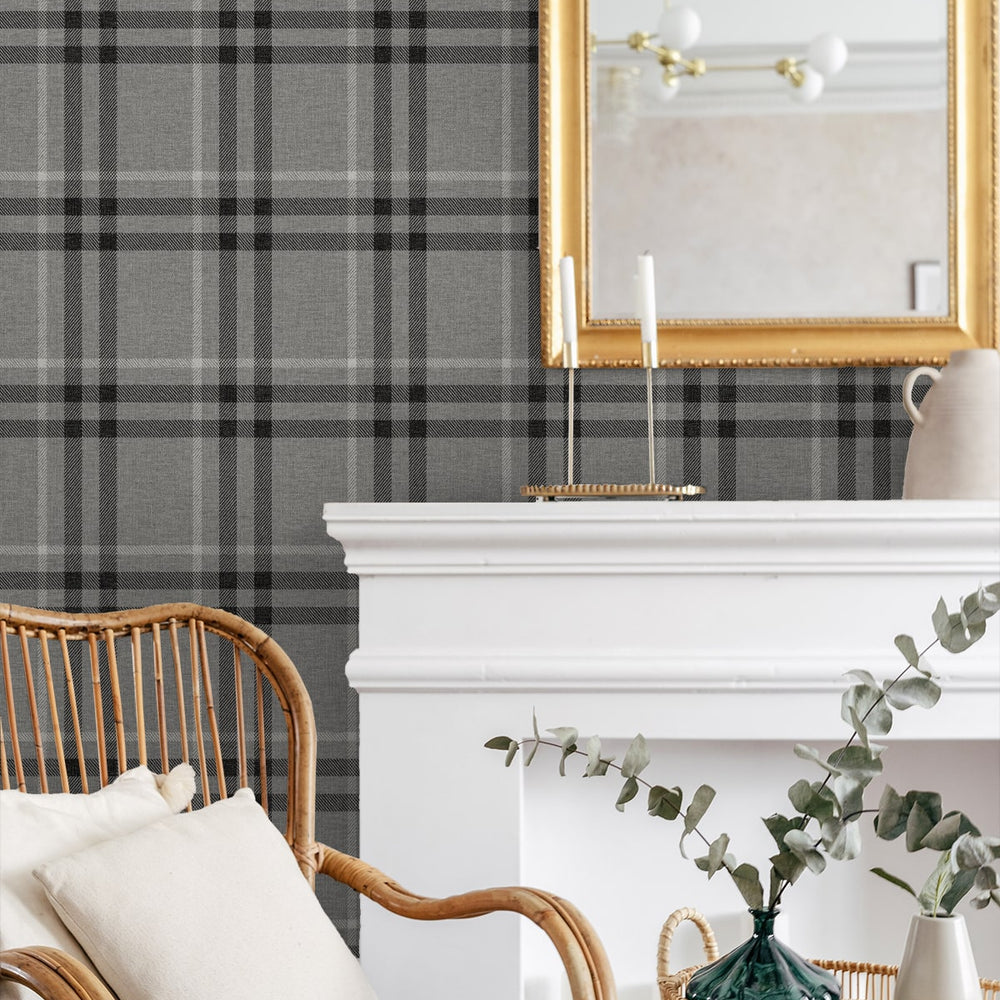 
                  
                    NW58200 plaid peel and stick wallpaper dining room from NextWall
                  
                