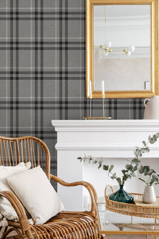 NW58200 plaid peel and stick wallpaper dining room from NextWall
