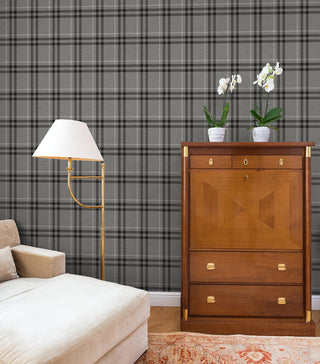 NW58200 plaid peel and stick wallpaper living room from NextWall
