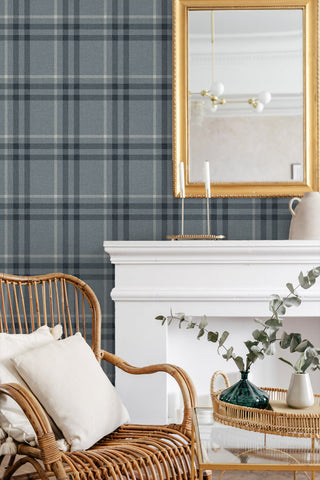 NW58202 plaid peel and stick wallpaper dining room from NextWall