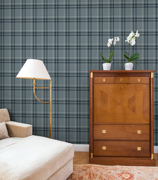 NW58202 plaid peel and stick wallpaper living room from NextWall