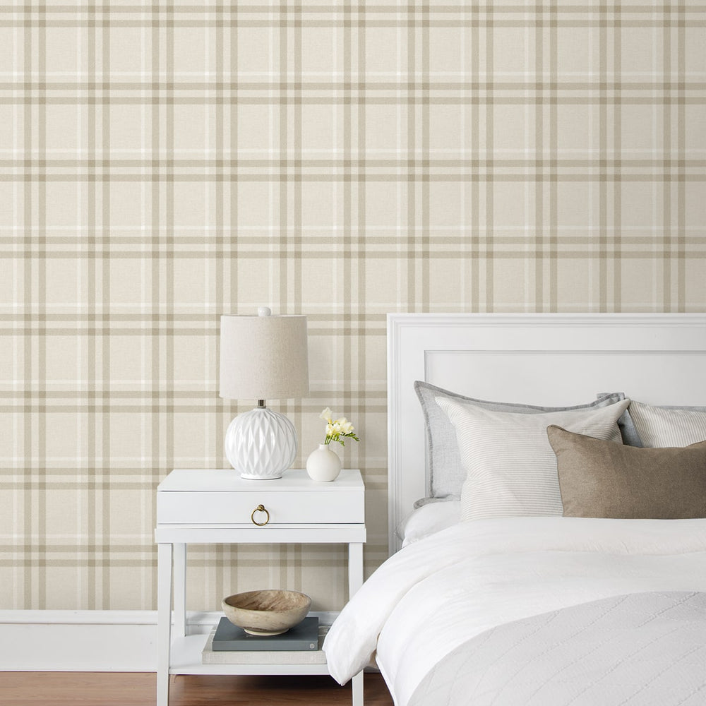 
                  
                    NW58203 plaid peel and stick wallpaper bedroom from NextWall
                  
                