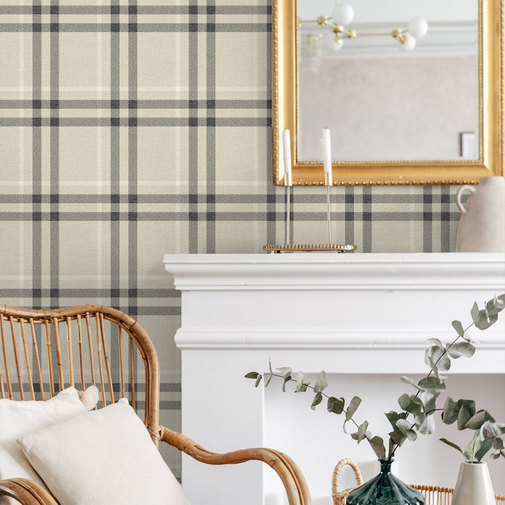 
                  
                    NW58205 plaid peel and stick wallpaper dining room from NextWall
                  
                