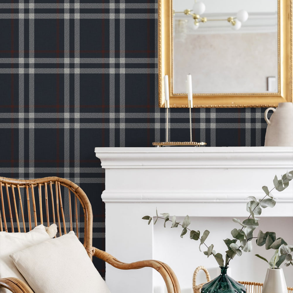 
                  
                    NW58212 plaid peel and stick wallpaper dining room from NextWall
                  
                