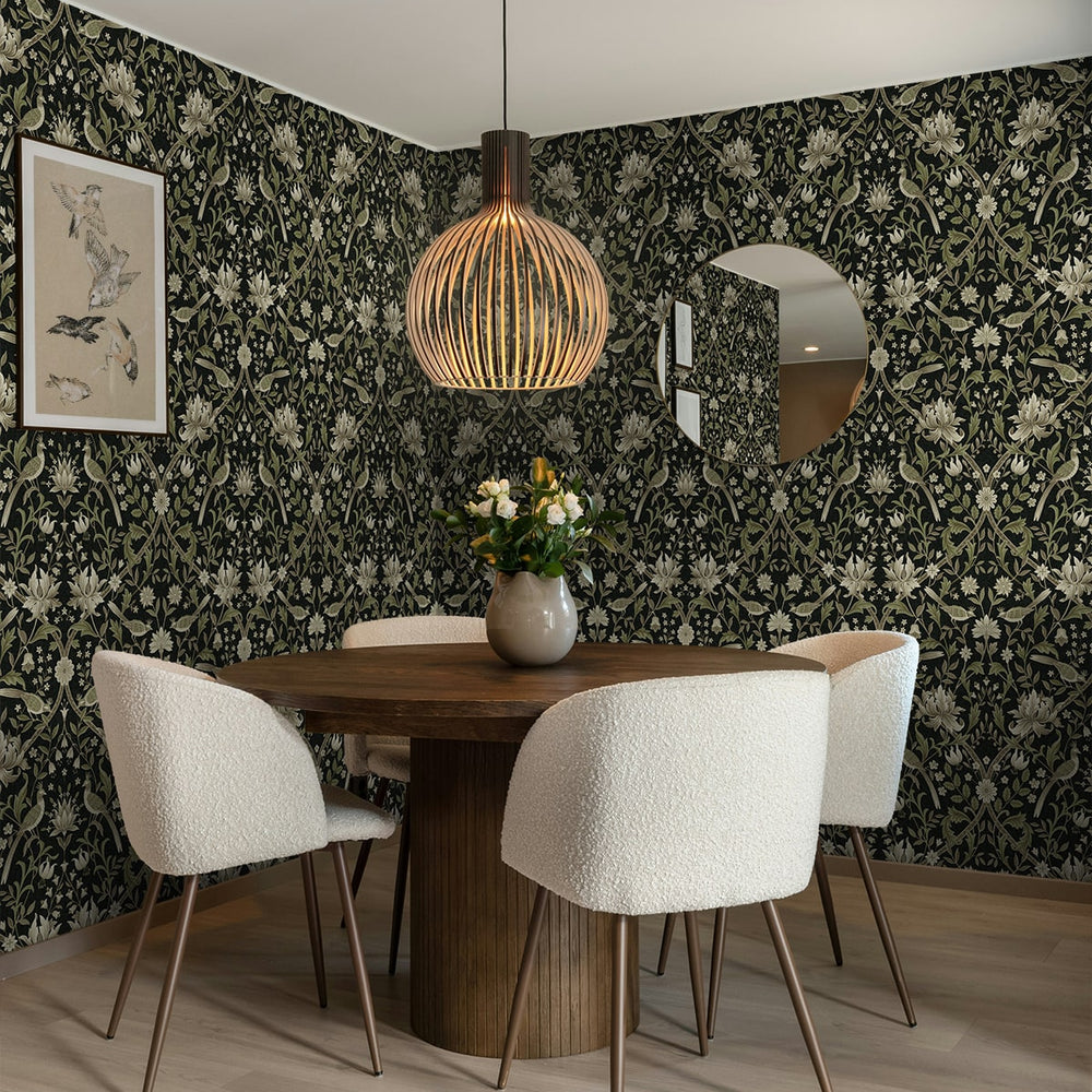 
                  
                    NW58300 vintage bird floral peel and stick wallpaper dining room from NextWall
                  
                