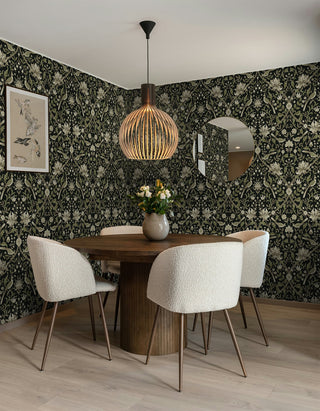 NW58300 vintage bird floral peel and stick wallpaper dining room from NextWall