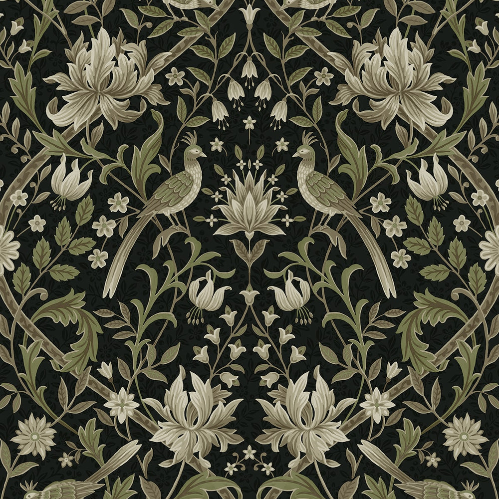 NW58300 vintage bird floral peel and stick wallpaper from NextWall