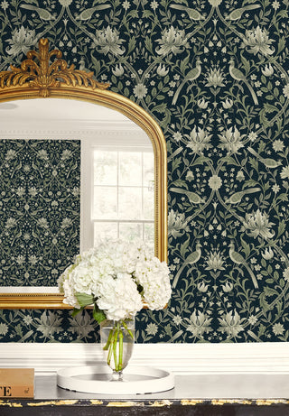 NW58302 vintage bird floral peel and stick wallpaper decor from NextWall