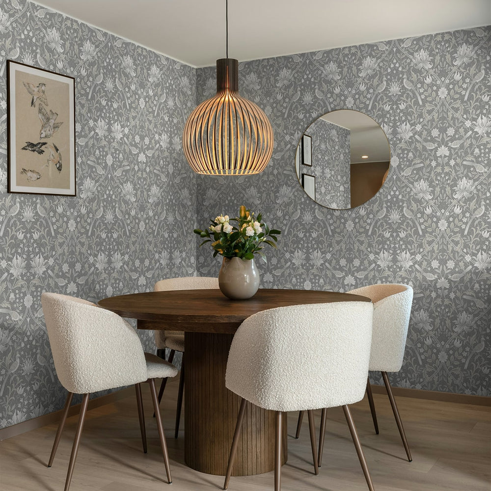 
                  
                    NW58308 vintage bird floral peel and stick wallpaper dining room from NextWall
                  
                