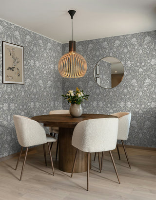 NW58308 vintage bird floral peel and stick wallpaper dining room from NextWall