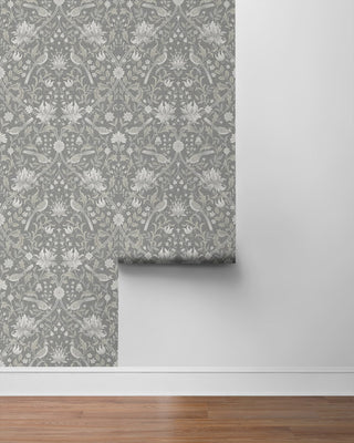 NW58308 vintage bird floral peel and stick wallpaper roll from NextWall