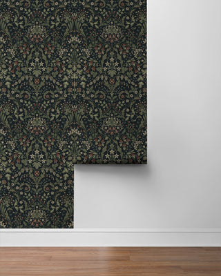 NW58402 filigree floral damask peel and stick wallpaper roll from NextWall
