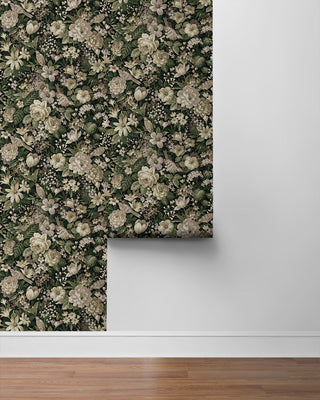 NW58504 vintage bird garden peel and stick wallpaper roll from NextWall
