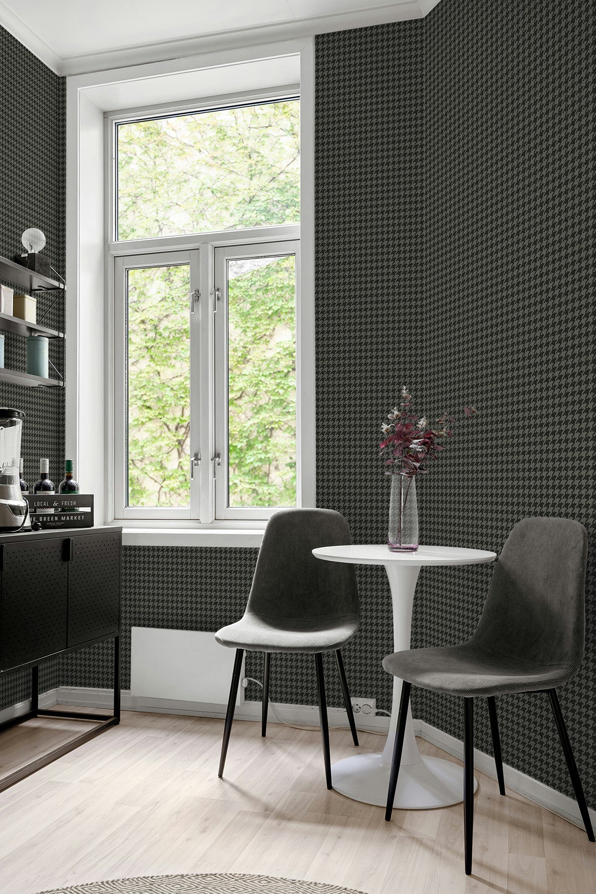 NW58610 houndstooth peel and stick wallpaper kitchen from NextWall