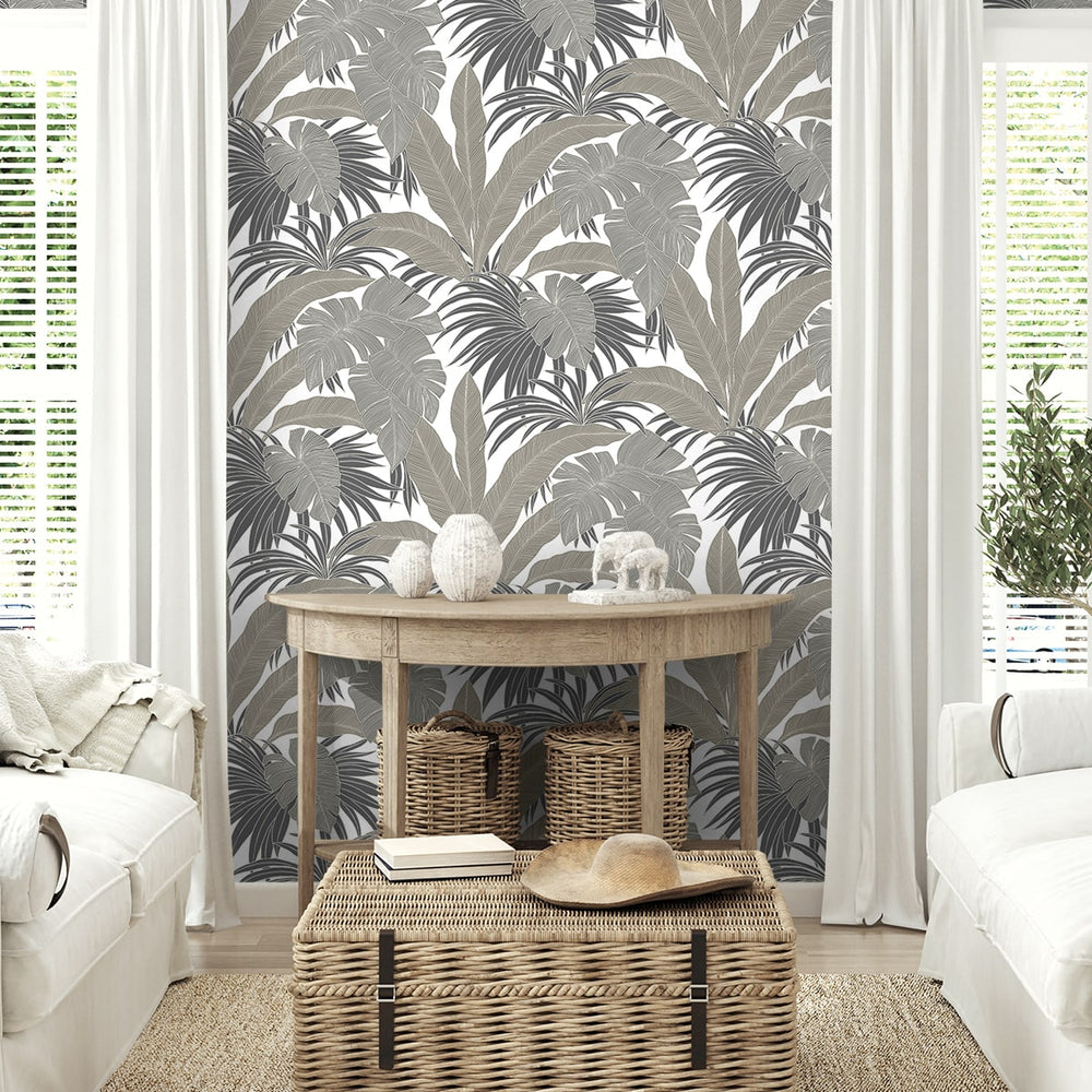 
                  
                    NW58707 tropical  leaf peel and stick wallpaper living room from NextWall
                  
                