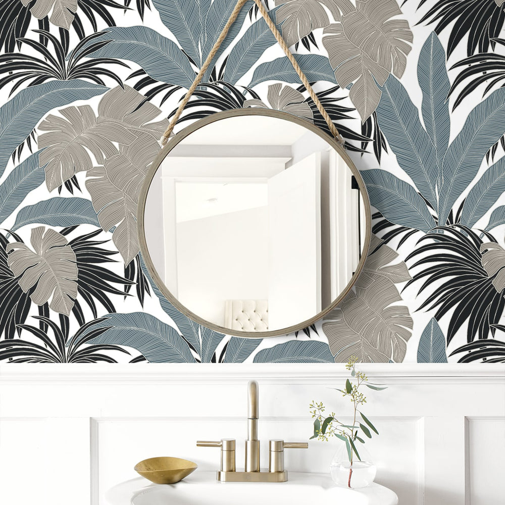 
                  
                    NW58708 tropical  leaf peel and stick wallpaper bathroom from NextWall
                  
                