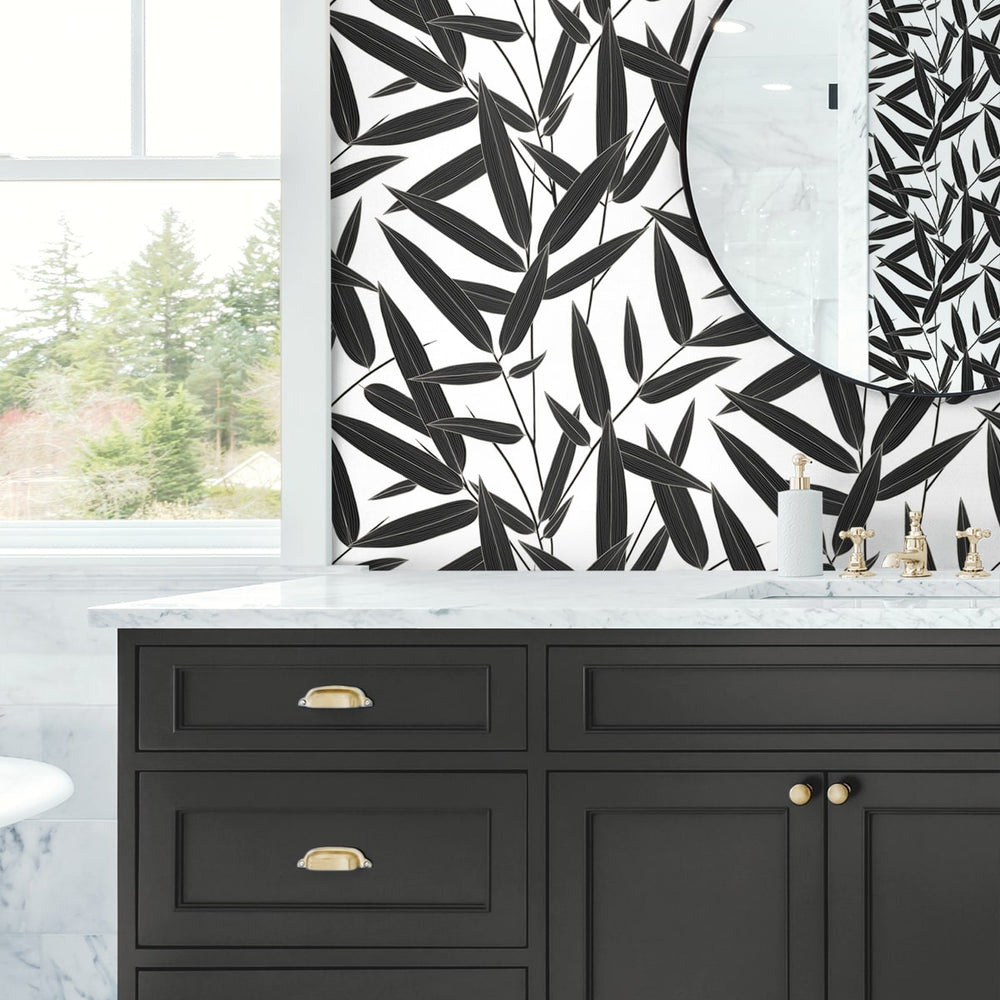 
                  
                    NW58800 leaf peel and stick wallpaper bathroom from NextWall
                  
                