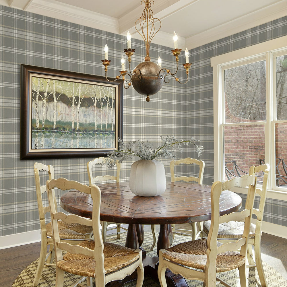 
                  
                    NW58908 plaid peel and stick wallpaper dining room from NextWall
                  
                