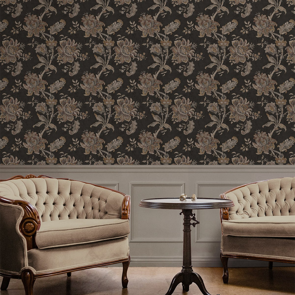 
                  
                    NW59100 vintage floral Jacobean peel and stick wallpaper living room from NextWall
                  
                