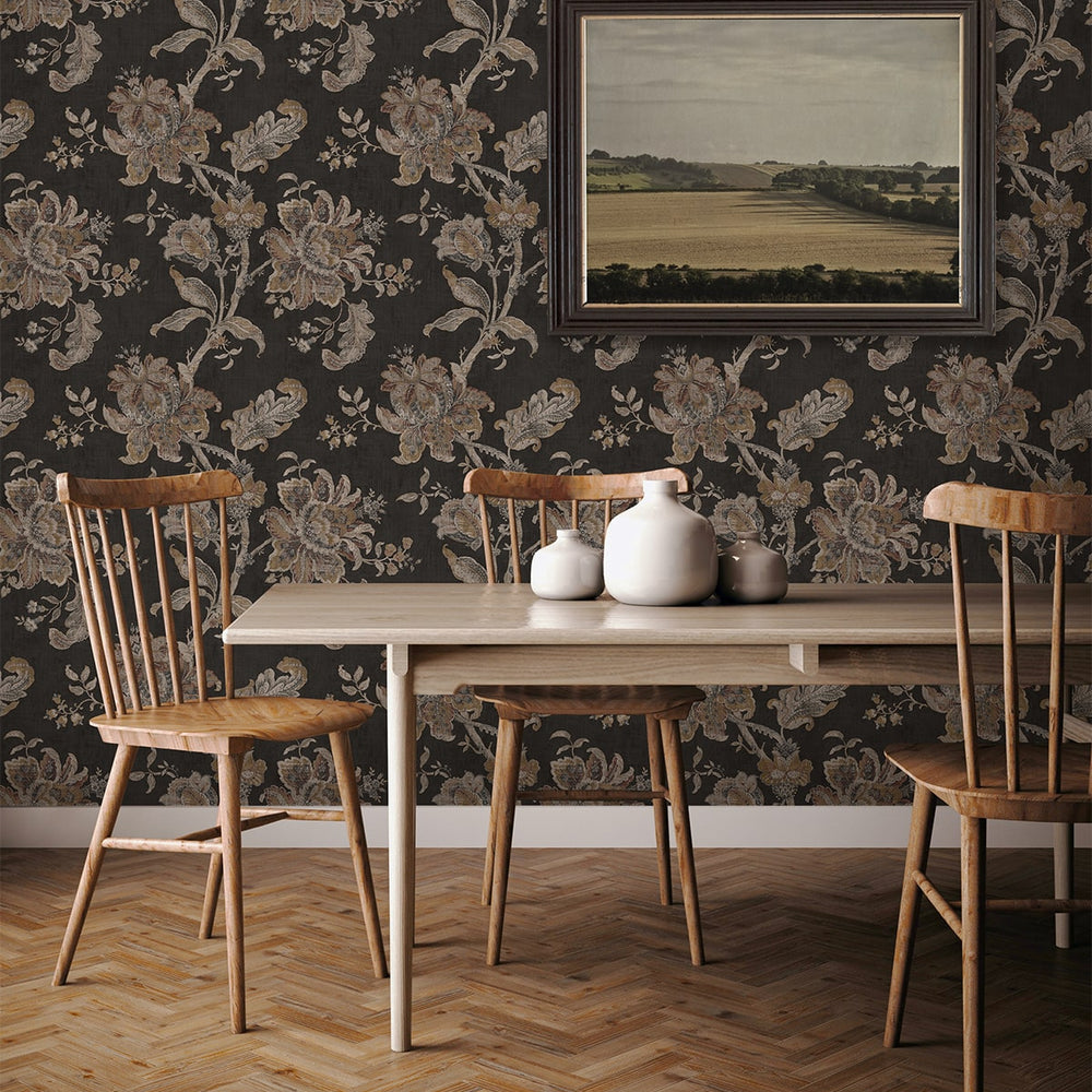 
                  
                    NW59100 vintage floral Jacobean peel and stick wallpaper dining room from NextWall
                  
                