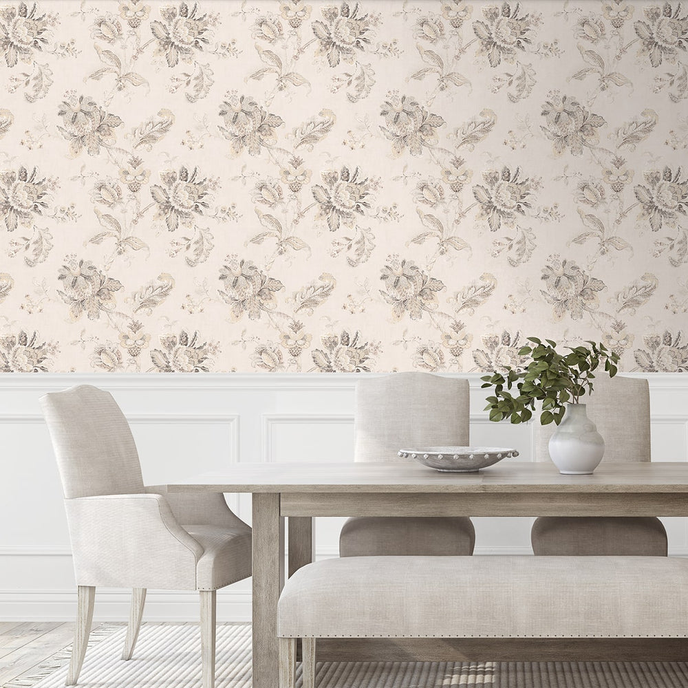 
                  
                    NW59105 vintage floral Jacobean peel and stick wallpaper dining room from NextWall
                  
                