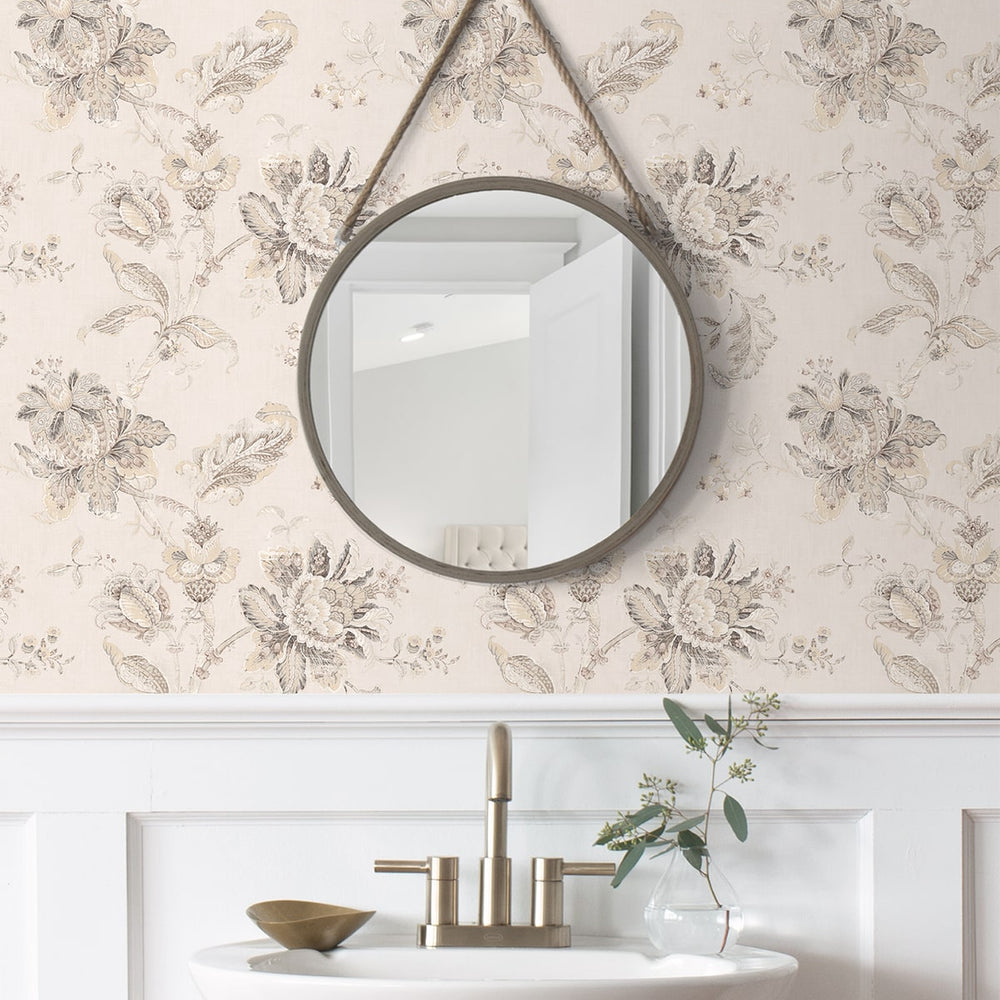 
                  
                    NW59105 vintage floral Jacobean peel and stick wallpaper bathroom from NextWall
                  
                