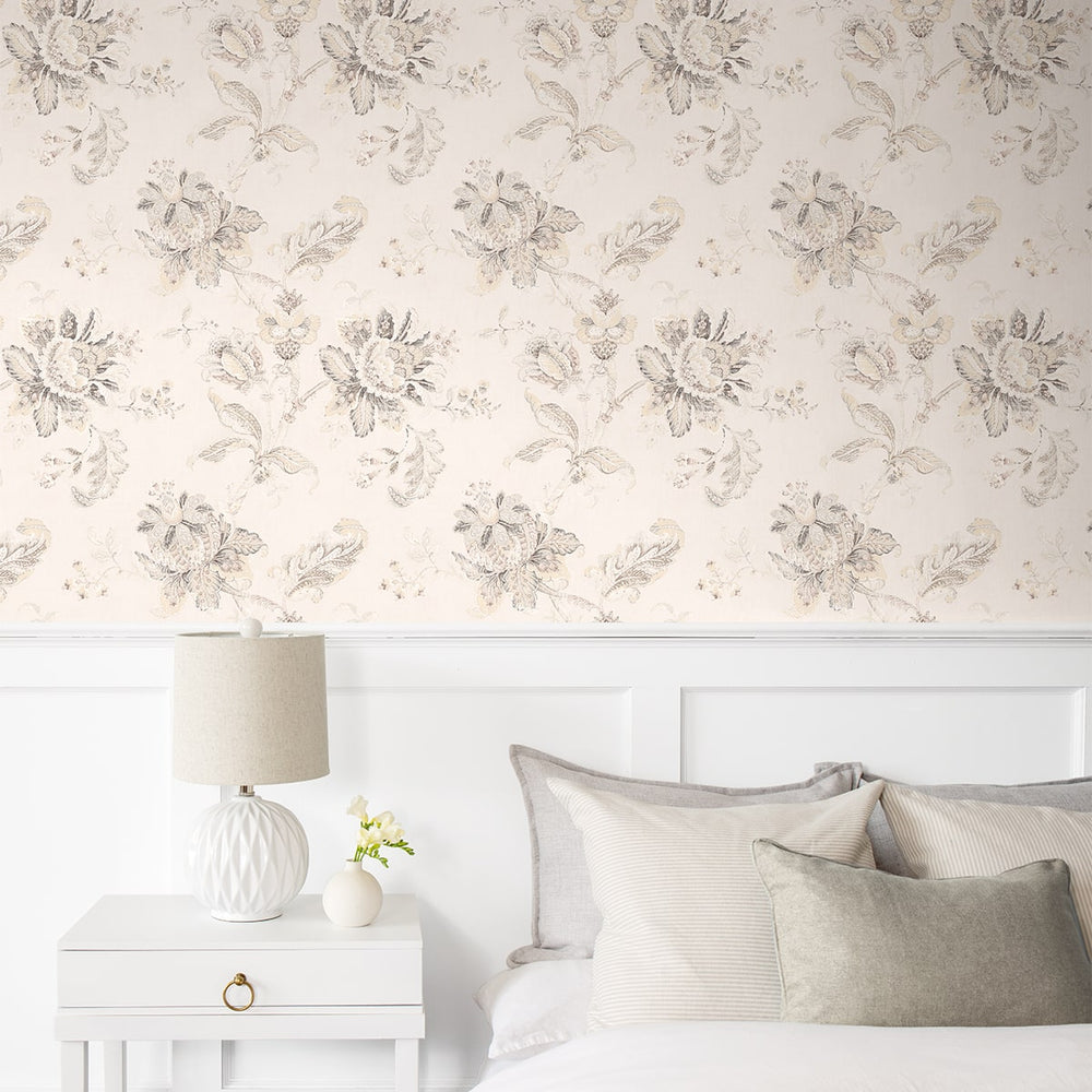 
                  
                    NW59105 vintage floral Jacobean peel and stick wallpaper bedroom from NextWall
                  
                