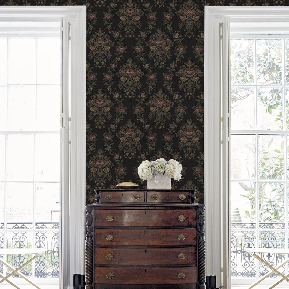 NW59200 vintage floral peel and stick wallpaper bedroom from NextWall